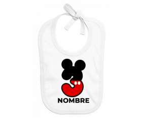 Disney Mickey Número 3 con nombre: Babero para bebé