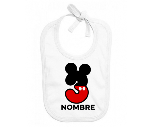 Disney Mickey Número 3 con nombre: Babero para bebé