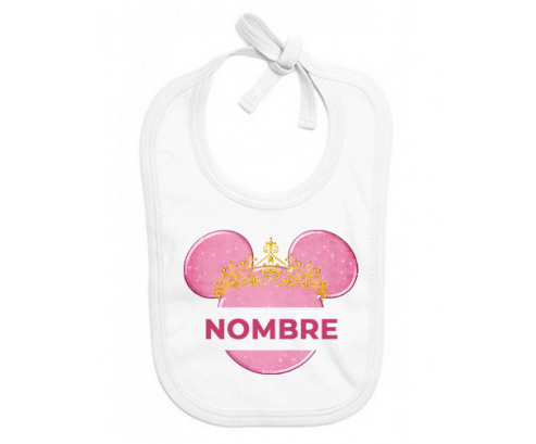 Disney Minnie calabacín dorado rosa con nombre: Babero para bebé