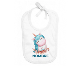 Unicornio turquesa con nombre: Babero para bebé