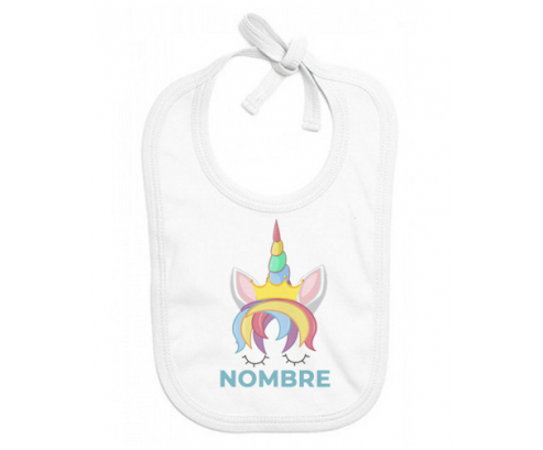 diseño-1 unicornio con nombre: Babero para bebé