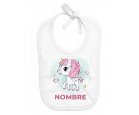 Pony rosa corazón con nombre: Babero para bebé