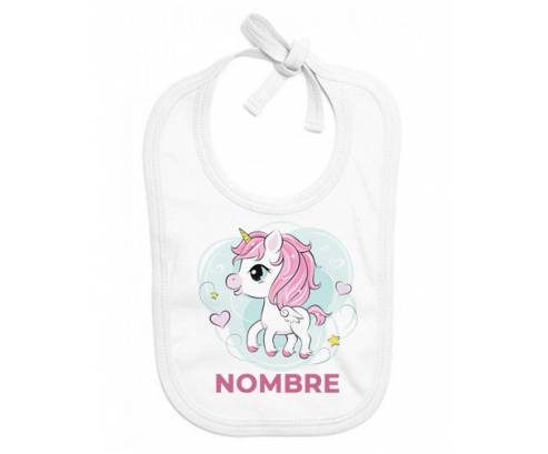 Pony rosa corazón con nombre: Babero para bebé