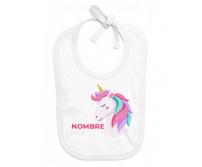 diseño-2 unicornio con nombre: Babero para bebé