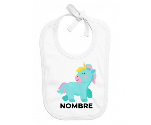 diseño-3 unicornio con nombre: Babero para bebé