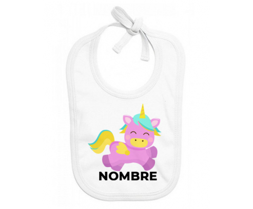diseño-4 unicornio con nombre: Babero para bebé