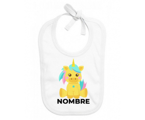 diseño-5 unicornio con nombre: Babero para bebé