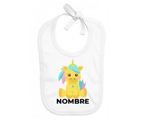 diseño-5 unicornio con nombre: Babero para bebé