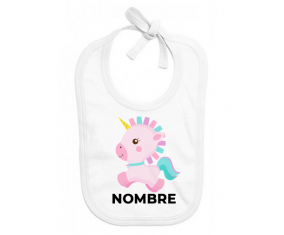 diseño-6 unicornio con nombre: Babero para bebé