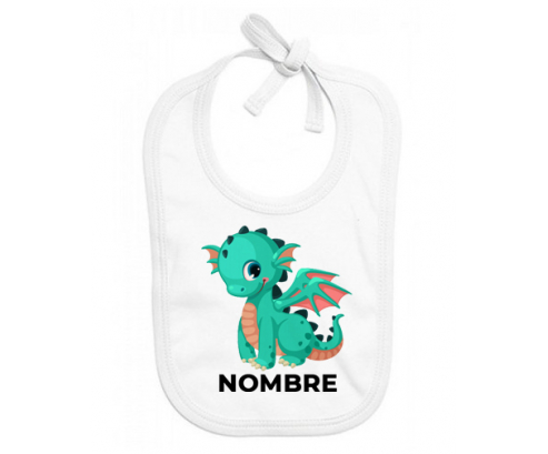 Diseño de dragón-1 con nombre: Babero para bebé