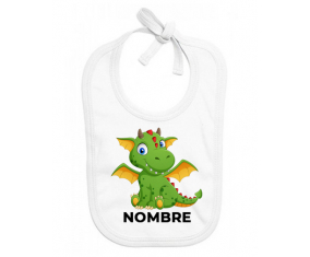 Diseño del dragón-2 con nombre: Babero para bebé