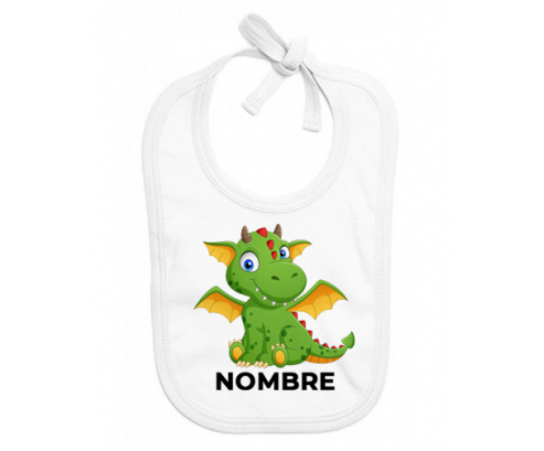 Diseño del dragón-2 con nombre: Babero para bebé