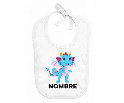 Diseño de dragón-3 con nombre: Babero para bebé