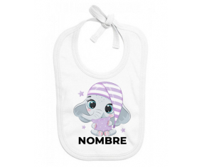 Dulce bebé elefante nocturno con nombre: Babero para bebé