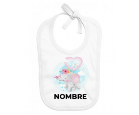 Precioso elefante bebé con nombre: Babero para bebé