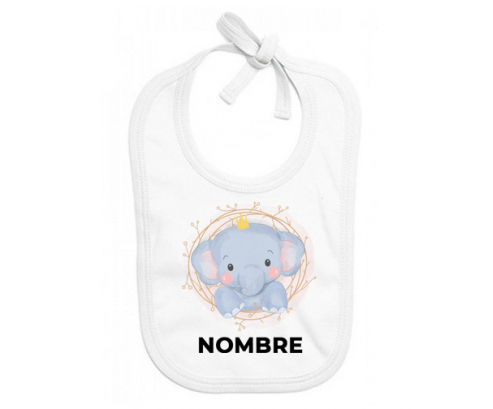 Elefante de la corona amarilla con nombre: Babero para bebé