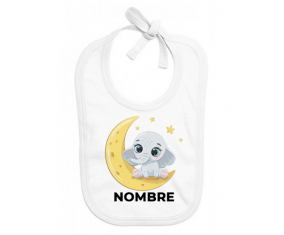 Bebé elefante de buenas noches con nombre: Babero para bebé