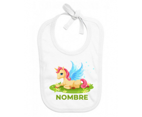 diseño-8 unicornio con nombre: Babero para bebé