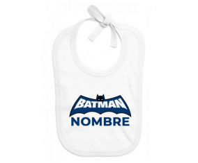 Logotipo azul de Batman con nombre: Babero para bebé