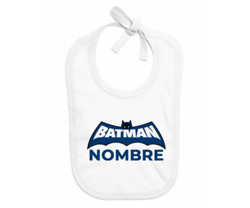 Logotipo azul de Batman con nombre: Babero para bebé