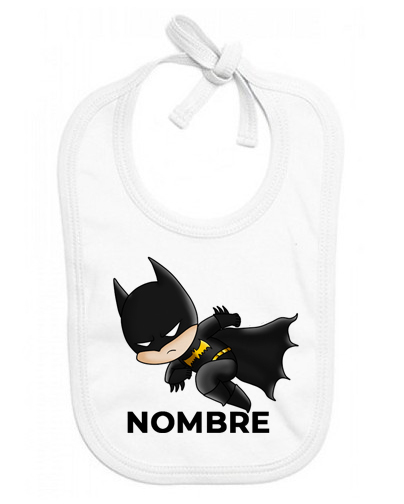 Bavoir bebé personalizado Batman kids logo design-4 con nombre de algodón