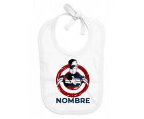 Capitán América blanco rojo con nombre: Babero para bebé
