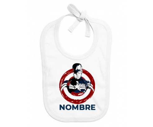 Capitán América blanco rojo con nombre: Babero para bebé
