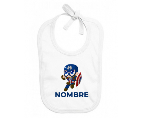 Capitán América niños diseñan-2 con nombre: Babero para bebé