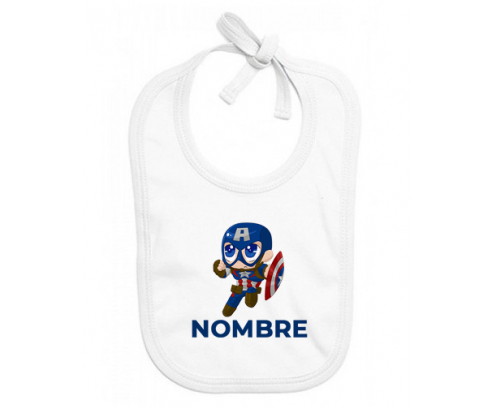 Capitán América niños diseñan-2 con nombre: Babero para bebé