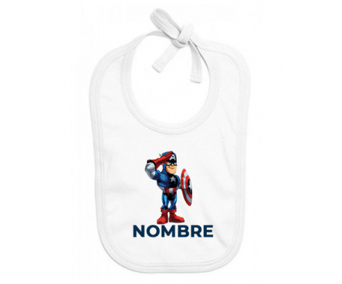 Diseño del Capitán América-2 con nombre: Babero para bebé