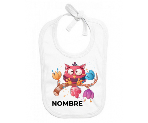 Divertidos animales búho con nombre: Babero para bebé