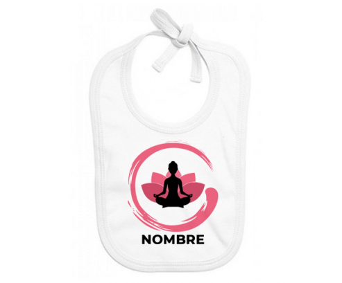 Diseño de meditación zen-3 con nombre: Babero para bebé