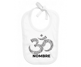 Om aum Sánscrito diseño-2 con nombre: Babero para bebé