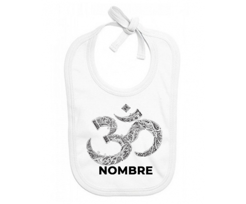 Om aum Sánscrito diseño-2 con nombre: Babero para bebé