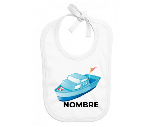 Juguetes de juguete Diseño de barco-3 con nombre: Babero para bebé