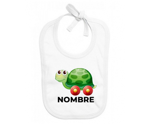 Juguetes de juguete tortuga con ruedas con nombre: Babero para bebé