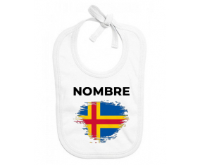 Bandera de efecto de pincel de las Islas Aland con nombre: Babero para bebé