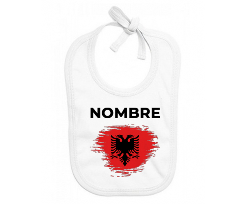 Bandera del efecto pincel de Albania con nombre: Babero para bebé