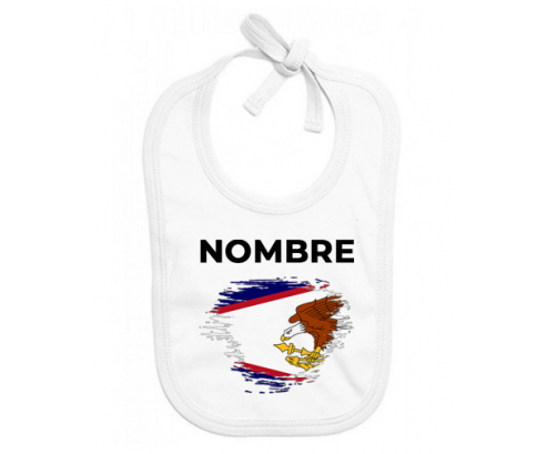 Bandera de cepillo de Samoa Americana con nombre: Babero para bebé