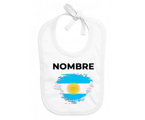 Bandera argentina del efecto pincel con nombre: Babero para bebé