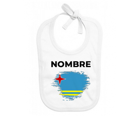 Bandera del efecto pincel Aruba con nombre: Babero para bebé