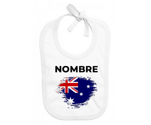 Bandera del efecto pincel de Australia con nombre: Babero para bebé