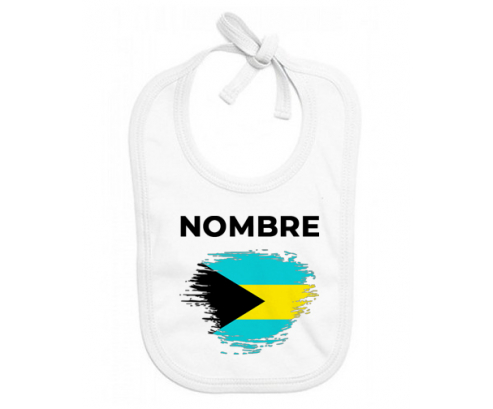 Bandera de efecto de cepillo de Bahamas con nombre: Babero para bebé