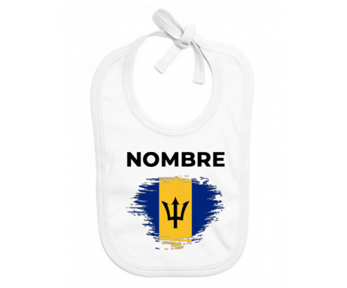 Bandera del efecto pincel de Barbados con nombre: Babero para bebé