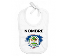 Bandera del efecto cepillo de Belice con nombre: Babero para bebé