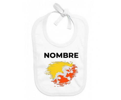 Bandera de cepillo de Bután con nombre: Babero para bebé