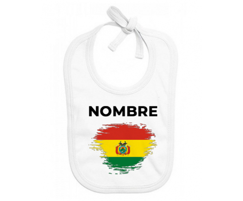Bolivia cepilla bandera efecto con nombre: Babero para bebé