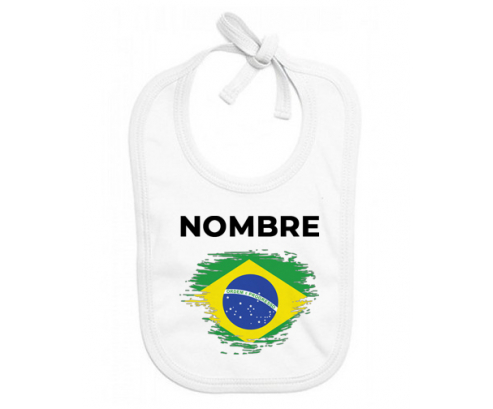 Bandera del efecto cepillo de Brasil con nombre: Babero para bebé