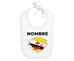 Brunei Darussalam bandera efecto cepillo con nombre: Babero para bebé