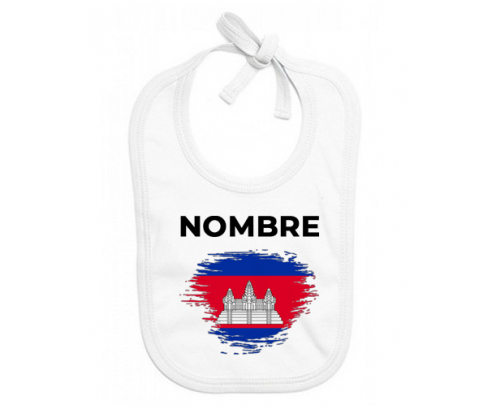 Bandera del efecto pincel camboyano con nombre: Babero para bebé